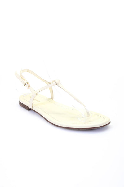 Reformation Womens Ankle T Strap Sandals White Leather Size 6