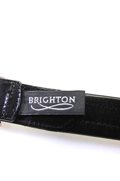 Brighton Mens Embossed Leather Trim Belt Black Brown Size 50