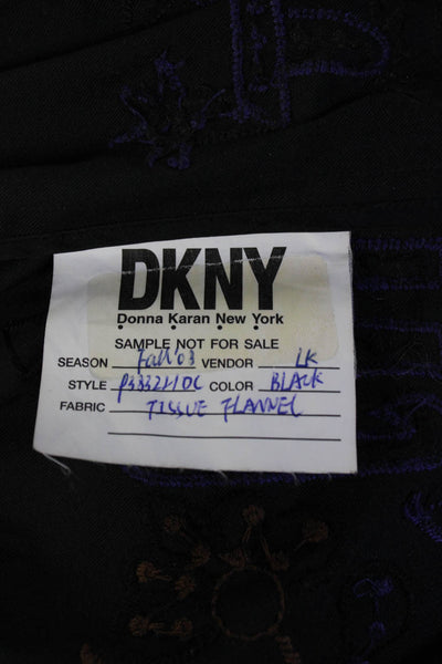 DKNY Womens Embroidered Round Neck 3/4 Sleeve Snap Close Jacket Black Size S