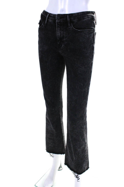 Frame Womens High Rise Stonewashed Fringe Mini Boot Cropped Jeans Gray Size 25