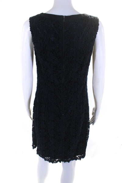 T Tahari Womens Floral Lace Sleeveless Crew Neck Fit & Flare Dress Navy Size 6