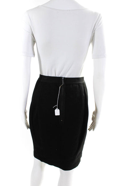 T Tahari Womens Laser Cut Faux Leather Ponte Pencil Skirt Black Size 4