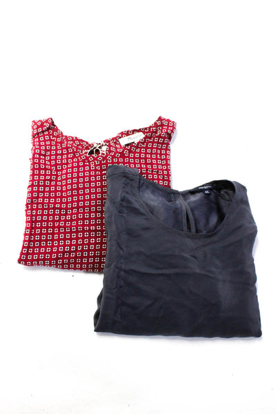 Madewell Womens Silk Geometric Print Short Sleeve Blouse Top Red Size XS Lot 2
