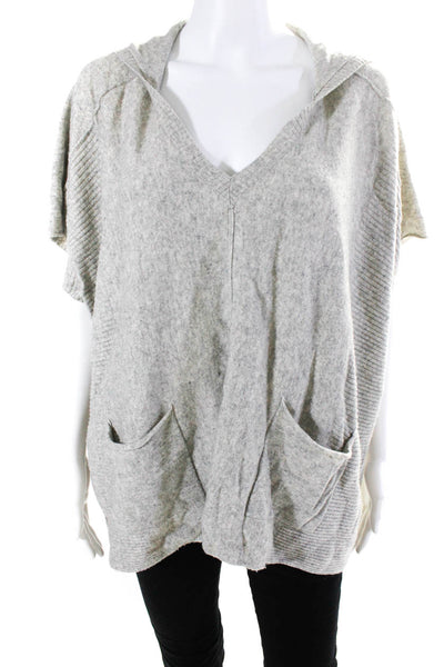 Michael Stars Womens Wool + Cashmere Hooded V-Neck Pullover Poncho Gray Size 1