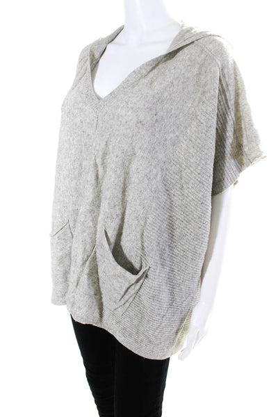 Michael Stars Womens Wool + Cashmere Hooded V-Neck Pullover Poncho Gray Size 1