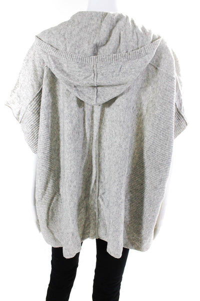 Michael Stars Womens Wool + Cashmere Hooded V-Neck Pullover Poncho Gray Size 1