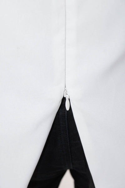 Troubadour Womens Striped Round Neck Sleeveless Zip Up Blouse Top Black Size 0
