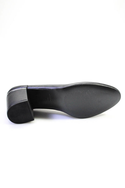 Nine West Womens Leather Silver Tone Heel Pumps Black Size 8.5 Medium