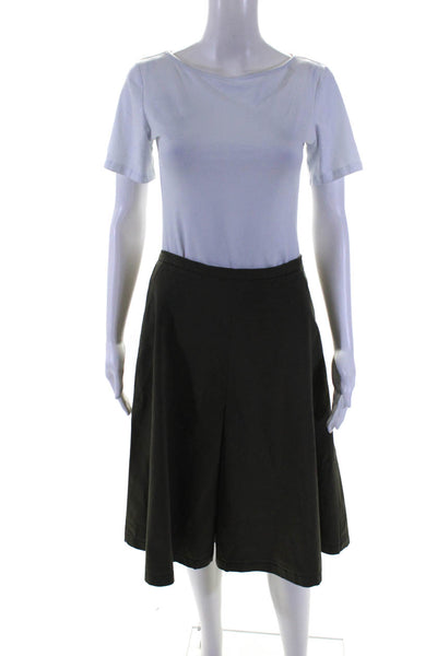 Pamela Milano Womens Cotton Unlined Paneled Flared Hem Midi Skirt Green Size 46