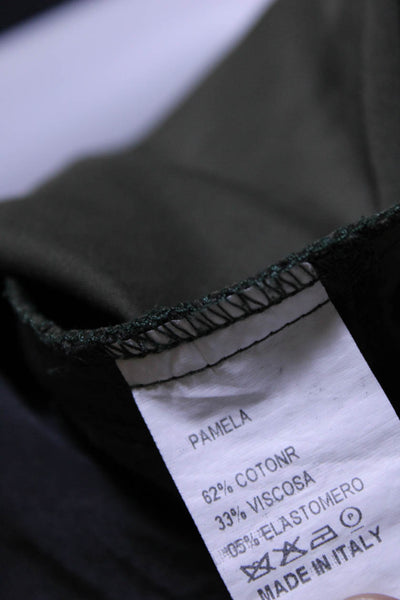 Pamela Milano Womens Cotton Unlined Paneled Flared Hem Midi Skirt Green Size 46