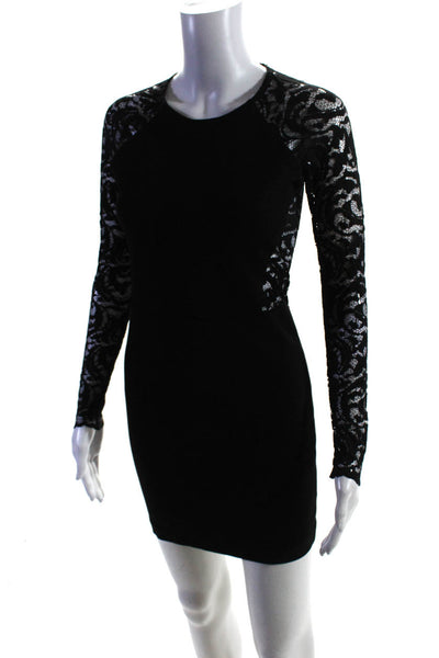 Parker Womens Lace Long Sleeves Body Con Dress Black Size Extra Small