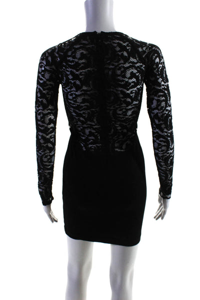 Parker Womens Lace Long Sleeves Body Con Dress Black Size Extra Small