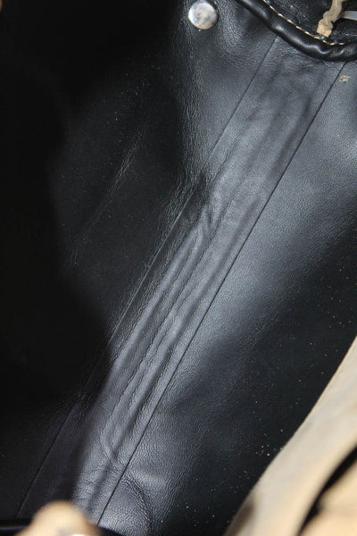 Theory Faux Suede Adjustable Strap Open Small Tote Shoulder Handbag Beige Tan