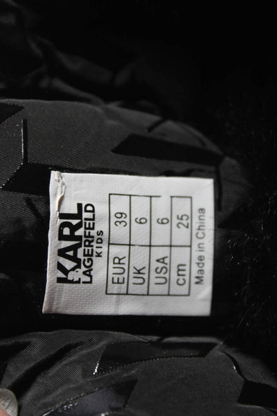 Karl Lagerfeld Kids Childrens Girls Drawstring Puffer Ankle Boots Black Size 6