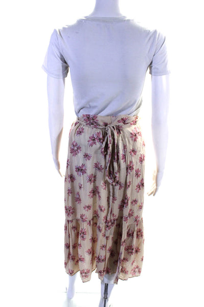 Eberjey Womens Floral Print Tiered Tie Closure Maxi Wrap Skirt Beige Size S/M