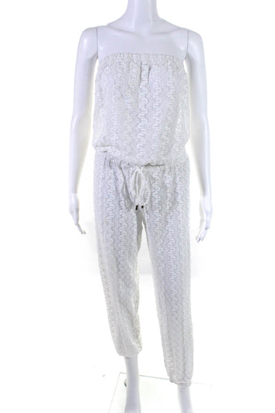 Melissa Odabash Women's Strapless Drawstring Waist Jumpsuit White Size S