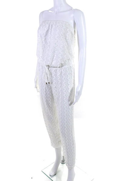 Melissa Odabash Women's Strapless Drawstring Waist Jumpsuit White Size S