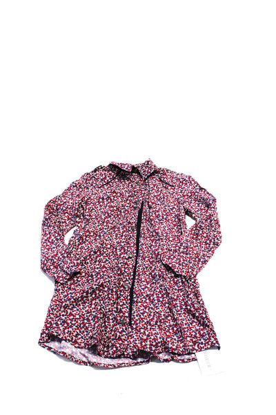 IKKS Childrens Girls Floral Print Shirt Dress Multi Colored Wool Size 8
