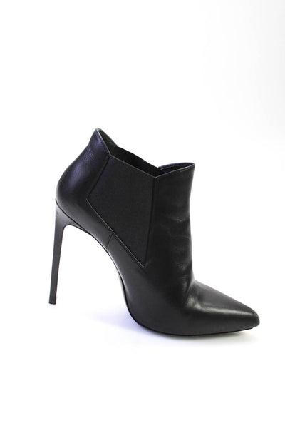 Saint Laurent Womens Leather Pointed Toe Stiletto Ankle Boots Black Size 41 11