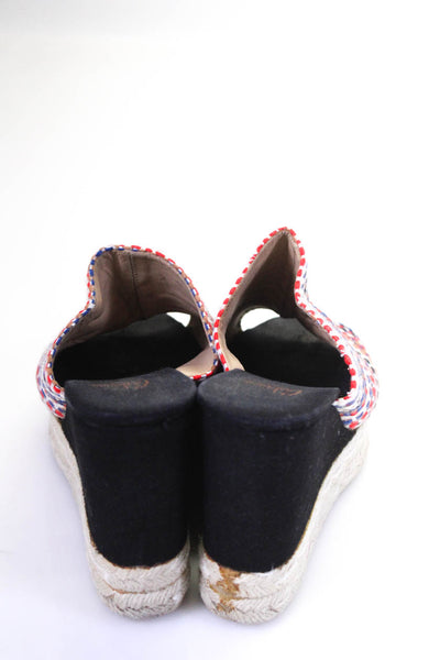 Castaner Womens Platform Striped Strap Espadrilles Sandals White Multi Size 38