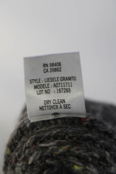 Theory Womens Wool Knit Short Sleeve Asymmetrical Turtleneck Sweater Gray Size P