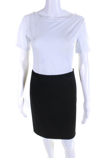 Elie Tahari Womens Elastic Waist Ponte Knee Length Pencil Skirt Black Size 6