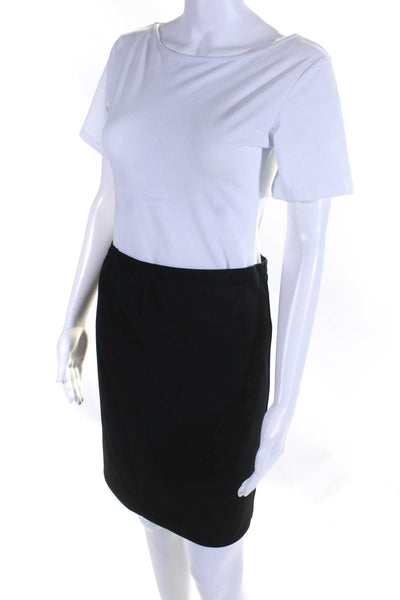 Elie Tahari Womens Elastic Waist Ponte Knee Length Pencil Skirt Black Size 6