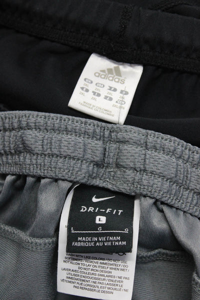 Nike Adidas Womens Elastic Waist Drawstring Pants Gray Black Size L 2XL Lot 2
