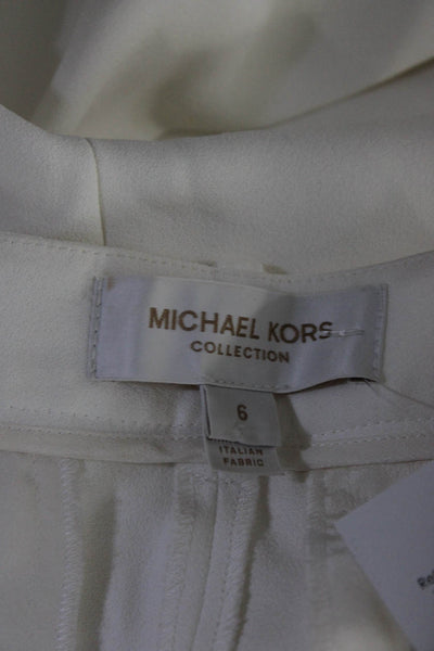 Michael Kors Collection Womens Mid-Rise Pleated Front Dress Pants White Size 6