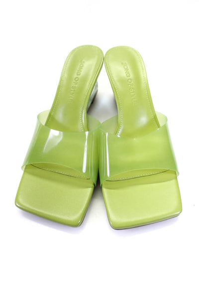 Song Of Style Womens Slide On Wedge Sandals Lime Green Clear Size 6.5