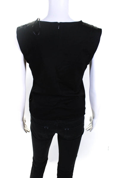 William Rast Womens Faux Suede Crew Neck Sleeveless Top Blouse Black Size Small