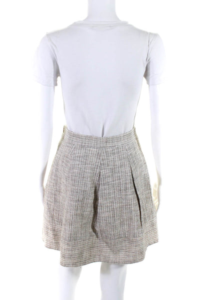 L'Agence Women's Striped Cotton Blend A Line Mini Skirt Beige Size 4