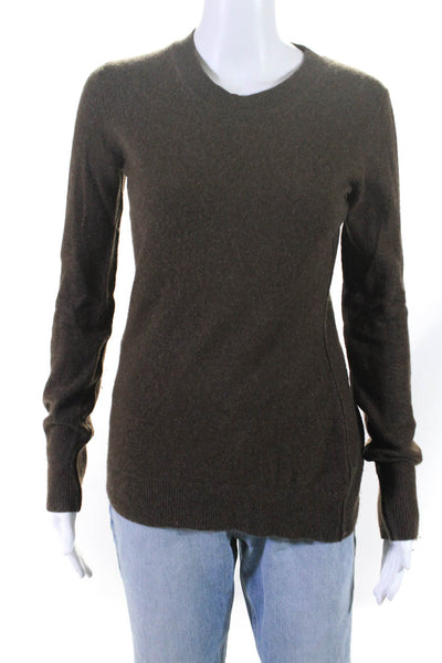 Scoop Womens Brown Cashmere Crew Neck Long Sleeve Pullover Sweater Top Size M