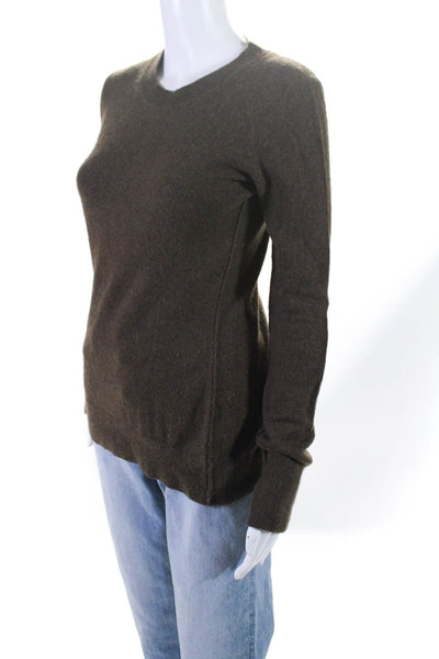 Scoop Womens Brown Cashmere Crew Neck Long Sleeve Pullover Sweater Top Size M
