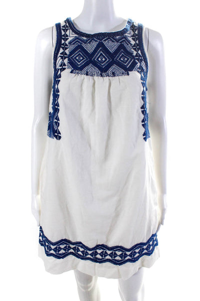 Madewell Womens Cotton + Linen Embroidered Sleeveless Dress White Size XS