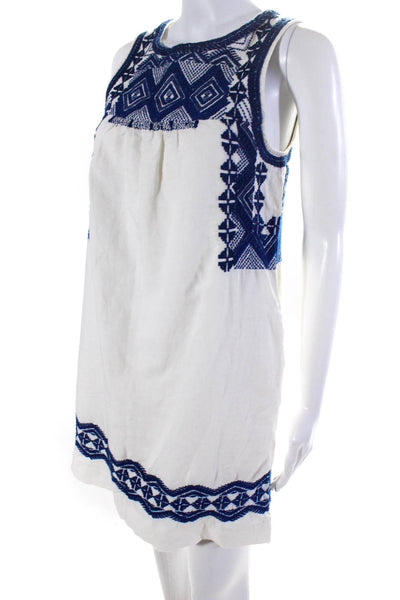 Madewell Womens Cotton + Linen Embroidered Sleeveless Dress White Size XS