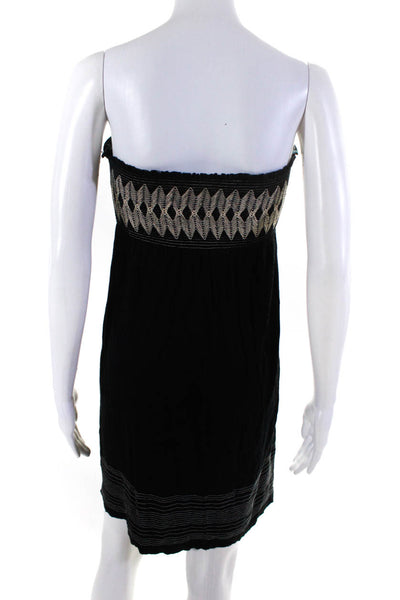 Velvet Womens Embroidered Geometric Print Strapless Mini Dress Black Size S