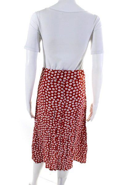 Faithfull The Brand Womens Floral Print Asymmetrical Zip Up Skirt Red Size M