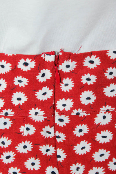 Faithfull The Brand Womens Floral Print Asymmetrical Zip Up Skirt Red Size M