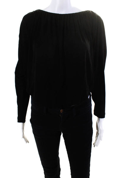 Michael Kors Womens Solid Black Off Shoulder Elastic Waist Blouse Top Size 4