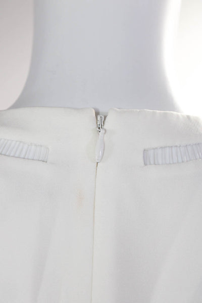 Alexander Wang Womens Cream Cut Out Detail Crew Neck Zip Back Blouse Top Size 2