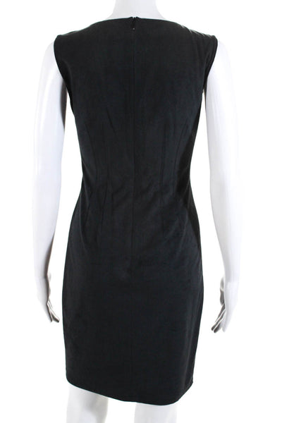 Elie Tahari Womens Faux Suede Lace Trim Sleeveless Sheath Dress Black Size 4