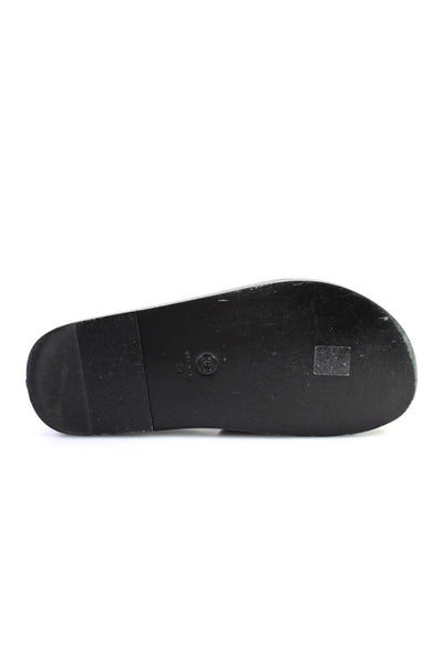 Chanel Womens Black Multicolor 2022 Logo Slip On Platform Slides Sandals Shoes S