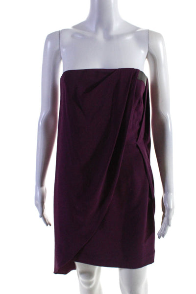 Halston Heritage Women's Strapless Draped Mini Dress Purple Size 2