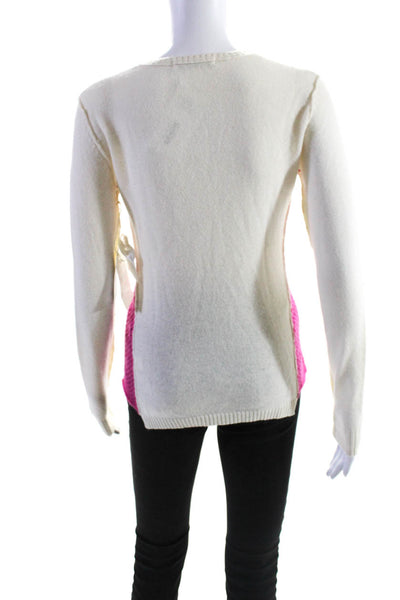 Subtle Luxury Women's Cut Out Cashmere Pullover Sweater Pink Ivory Size XS/S