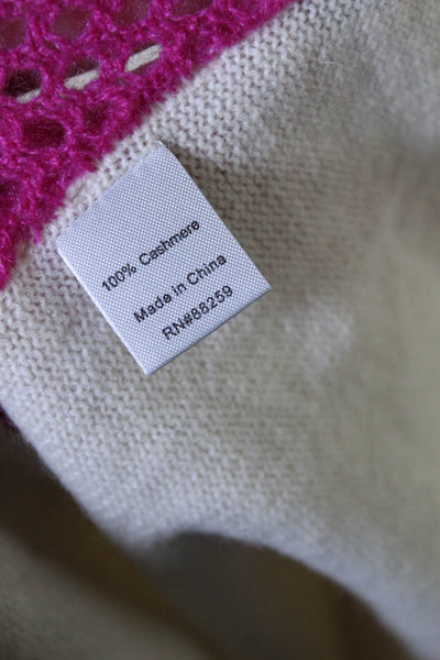 Subtle Luxury Women's Cut Out Cashmere Pullover Sweater Pink Ivory Size XS/S