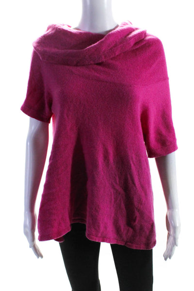 Subtle Luxury Women's Open Back Short Sleeve Cashmere Sweater Pink Size S/M