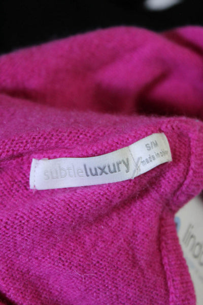 Subtle Luxury Women's Open Back Short Sleeve Cashmere Sweater Pink Size S/M