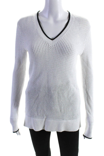 Rag & Bone Jean Women's Crochet Knit V Neck Pullover Sweater White Size XS