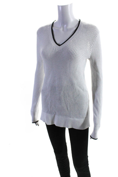 Rag & Bone Jean Women's Crochet Knit V Neck Pullover Sweater White Size XS